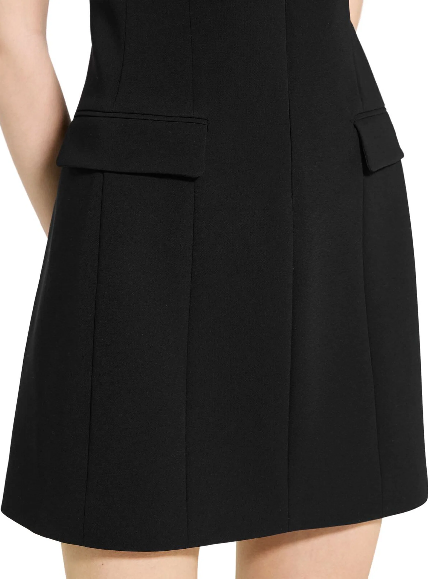 Tailored Zip Front Mini Dress in Black - Image 5