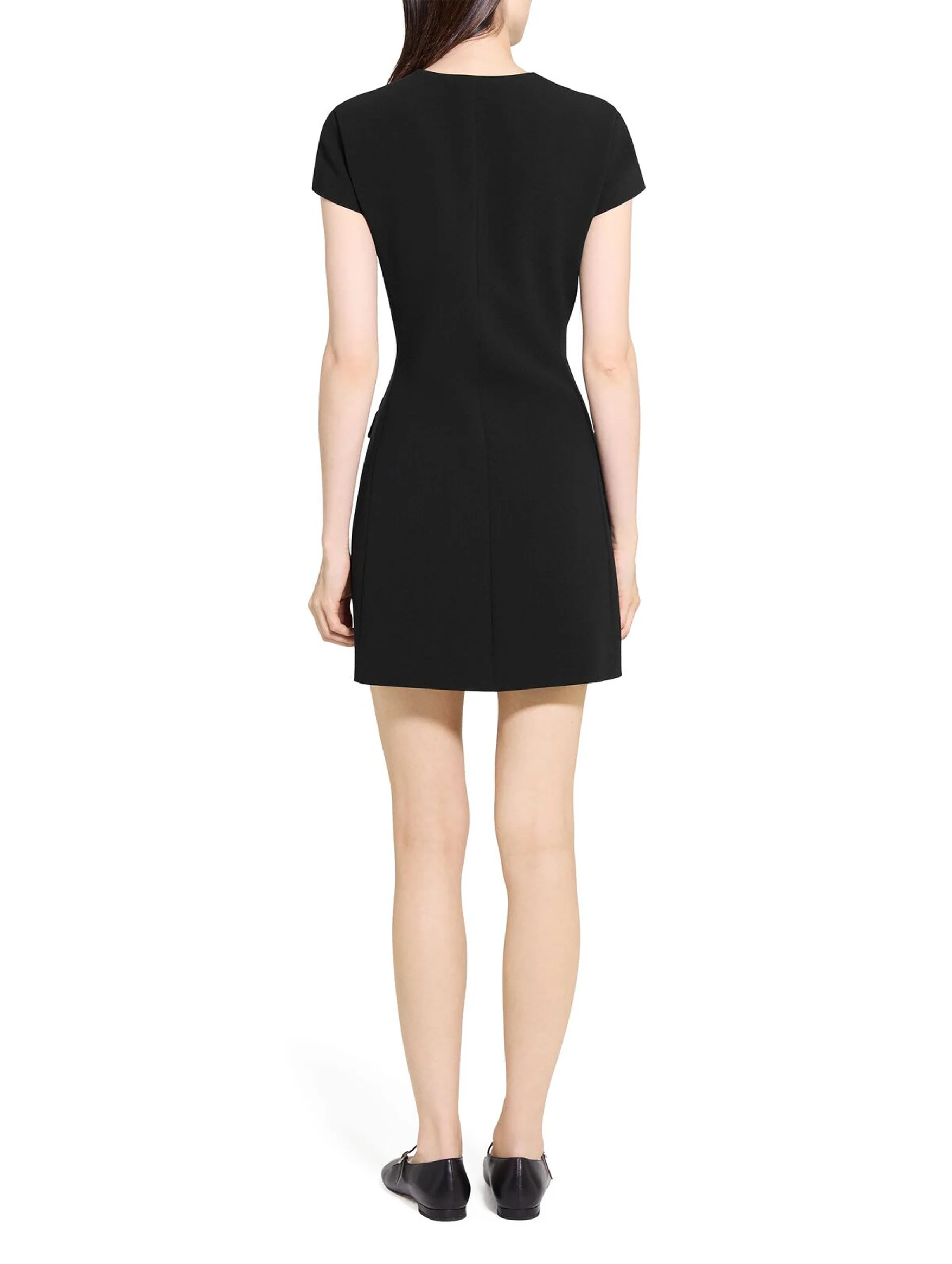 Tailored Zip Front Mini Dress in Black - Image 6