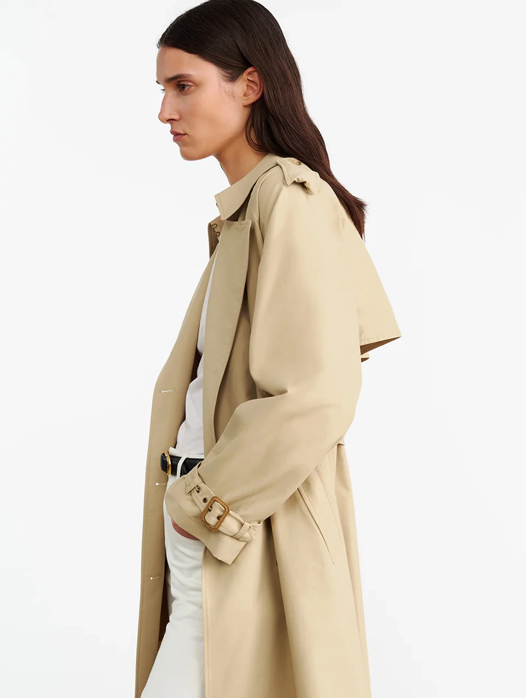 Tanner Trench Coat in Khaki - Image 3