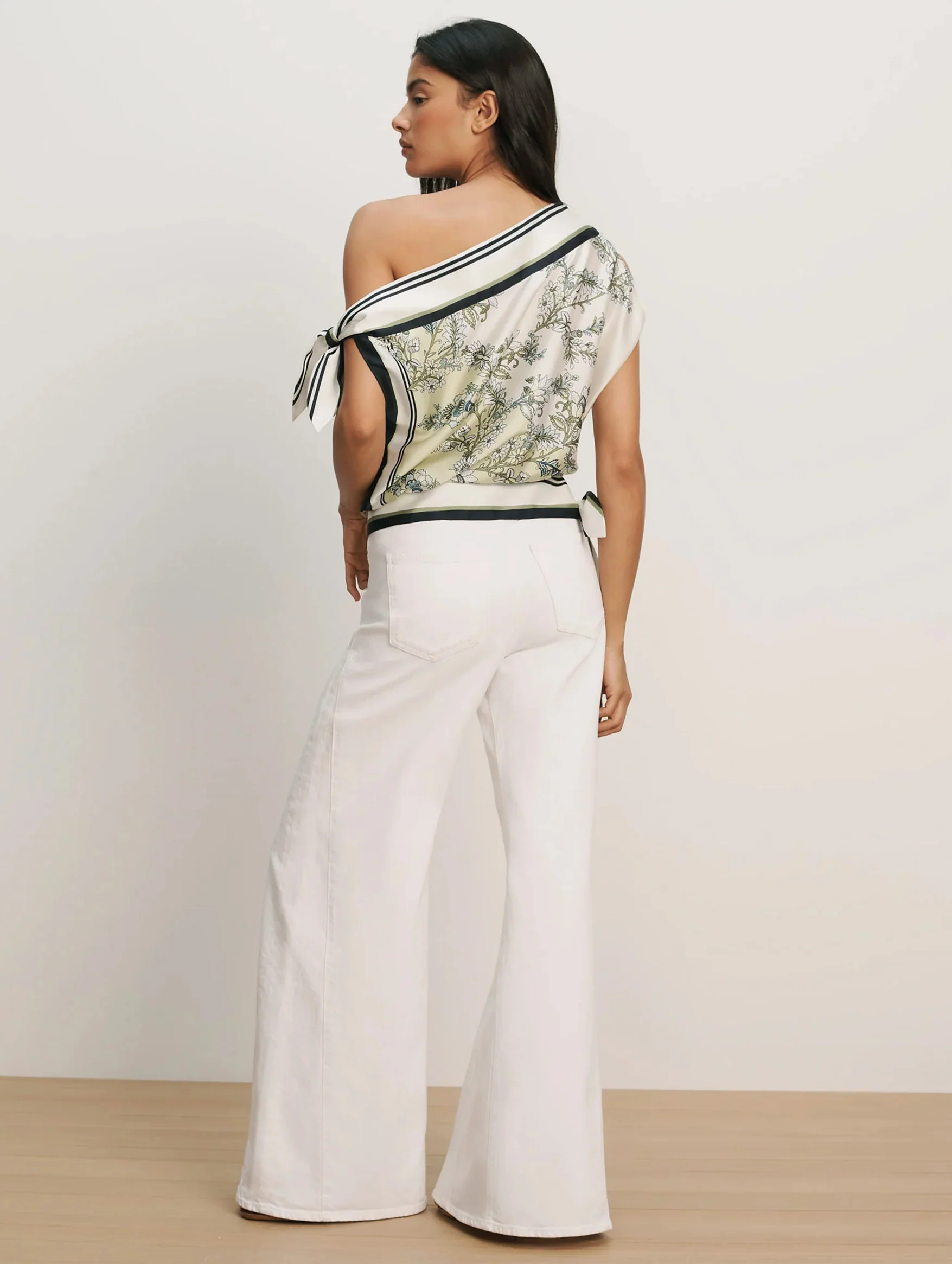 Tari One-Shoulder Blouse in Light Pistachio Multi - Image 4