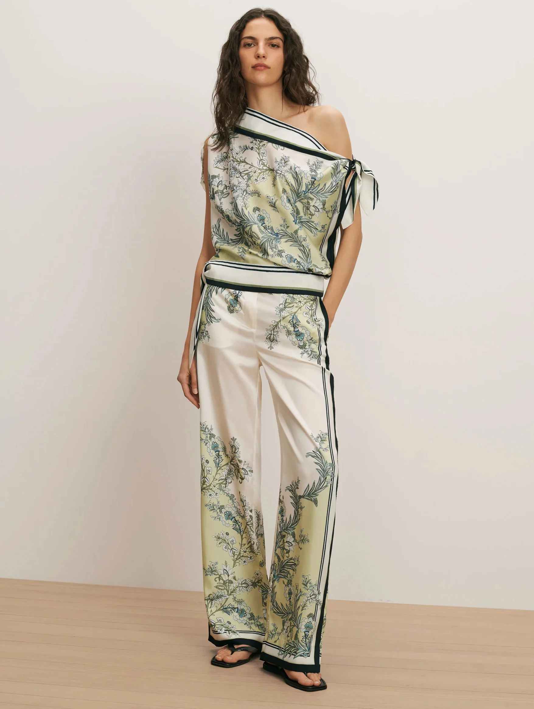 Tari One-Shoulder Blouse in Light Pistachio Multi - Image 5