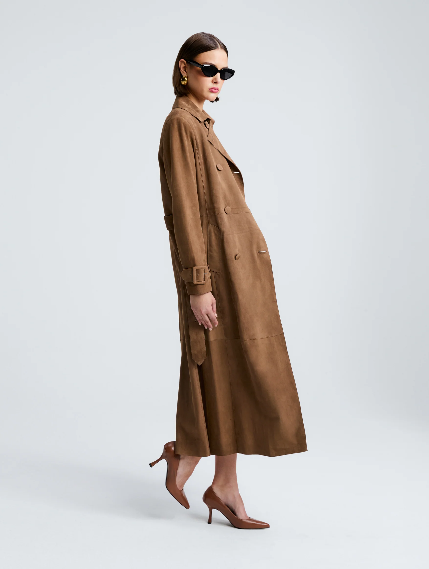 Tate Everyday Suede Trench in Tobacco - Image 3