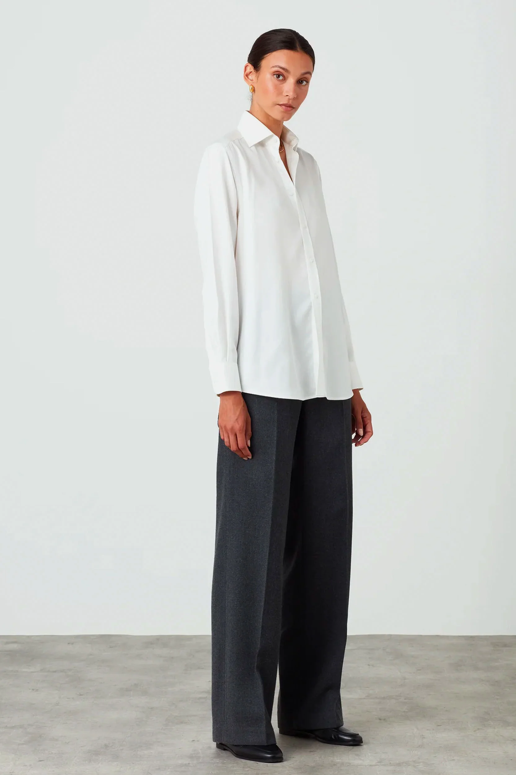 The Boyfriend Tencel Shirt in White - Image 3
