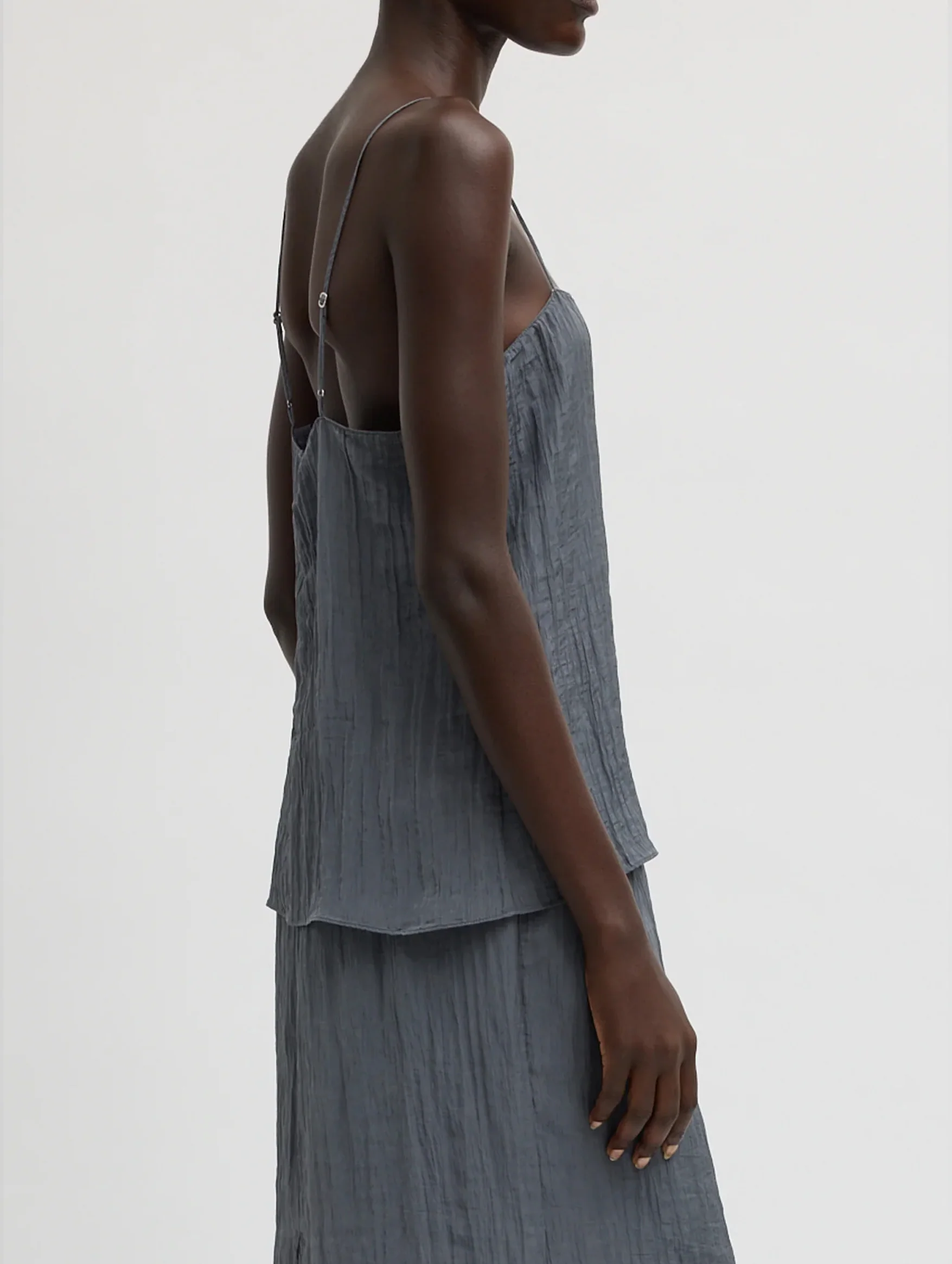 The Crinkle Slip Cami in Dark Grey - Image 2