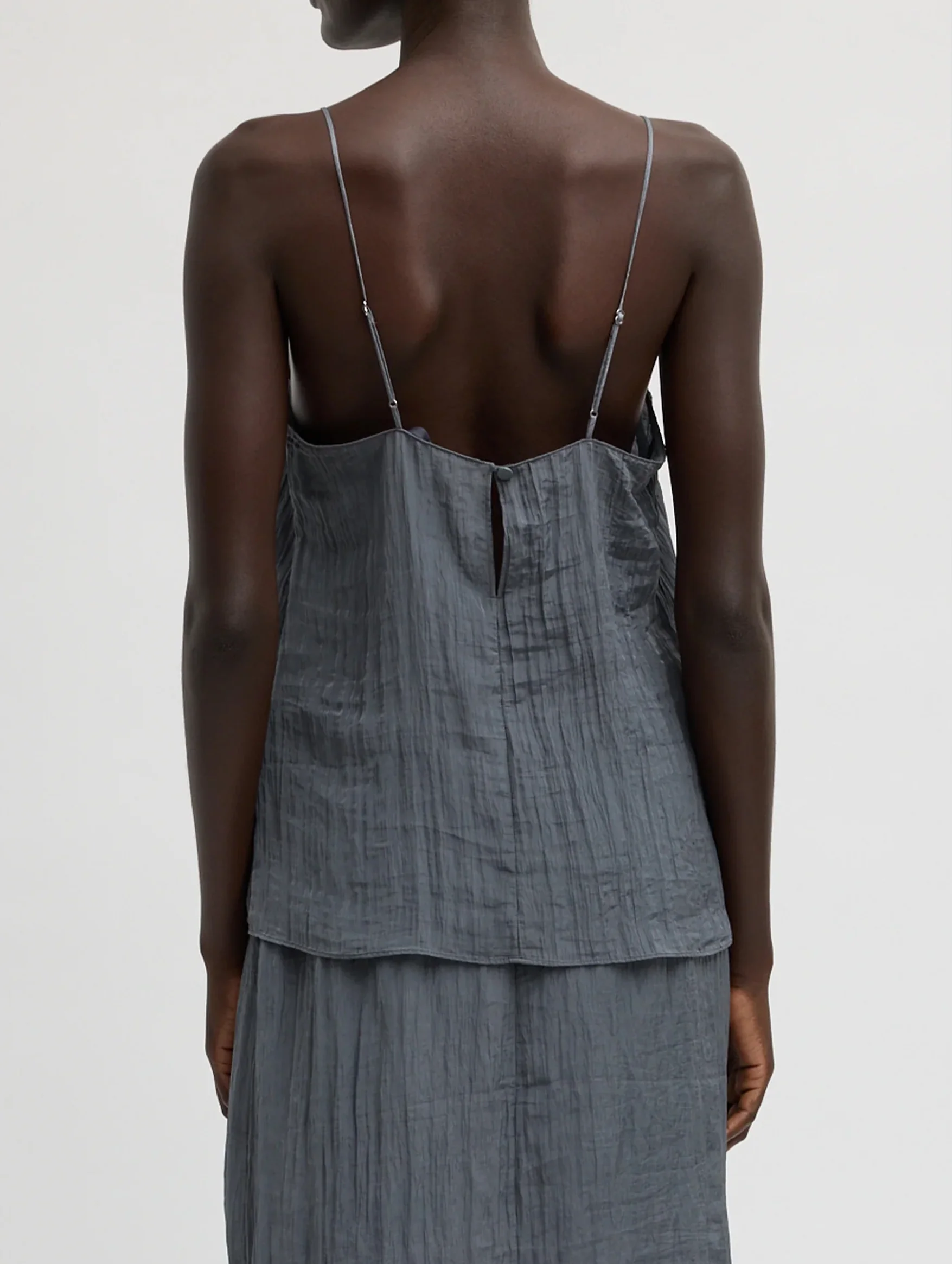 The Crinkle Slip Cami in Dark Grey - Image 3