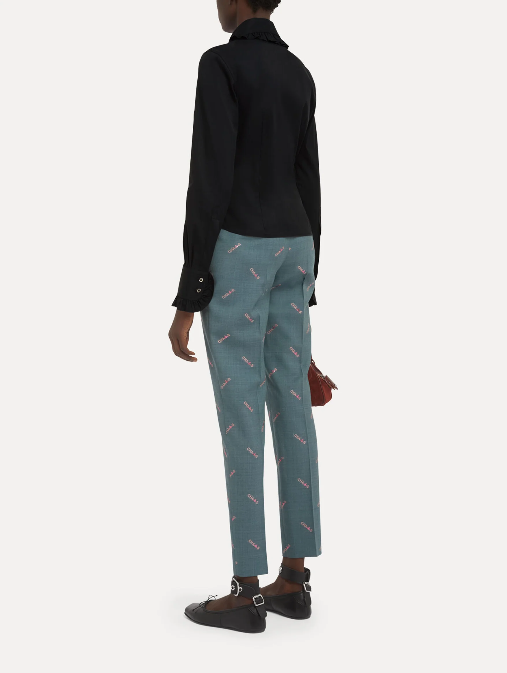 Toulouse Cotton Frill Shirt in Black - Image 3