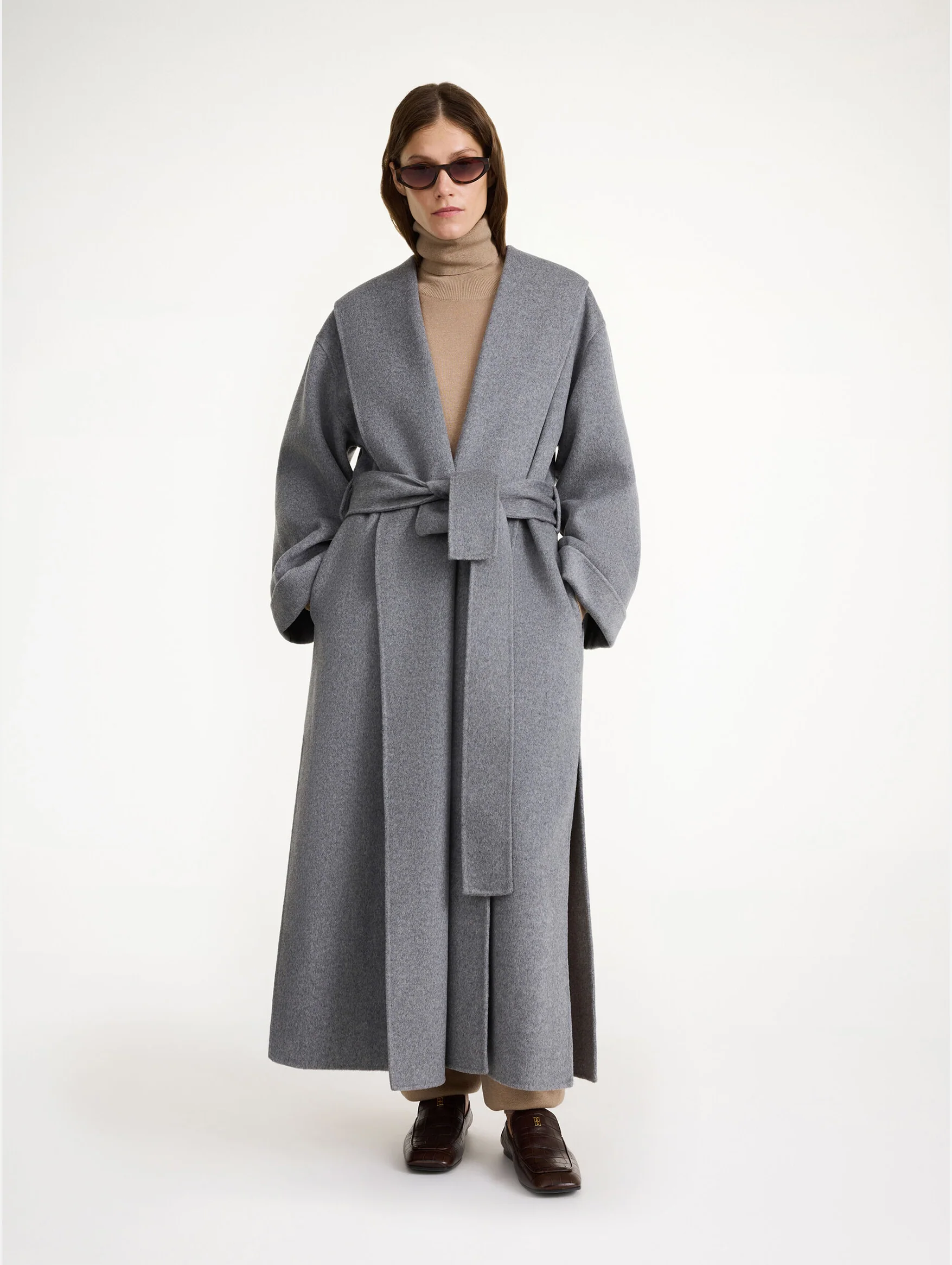 Trullem Wool Coat in Grey Melange - Image 2