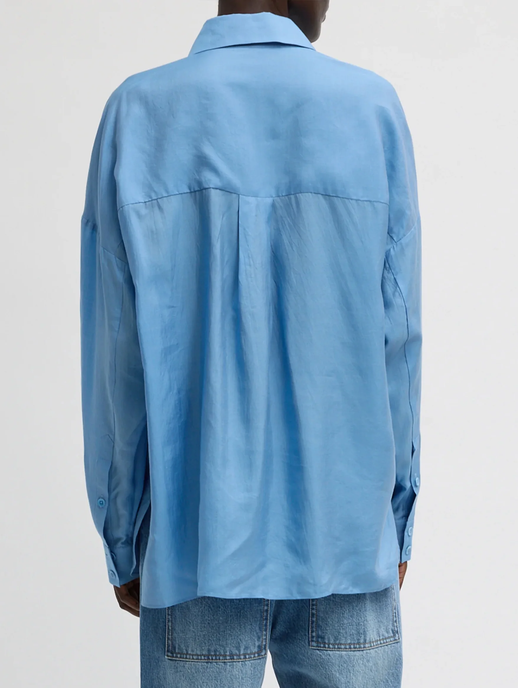 Ultra Light Silk Tencel Oversized Shirt in Blue - Image 4