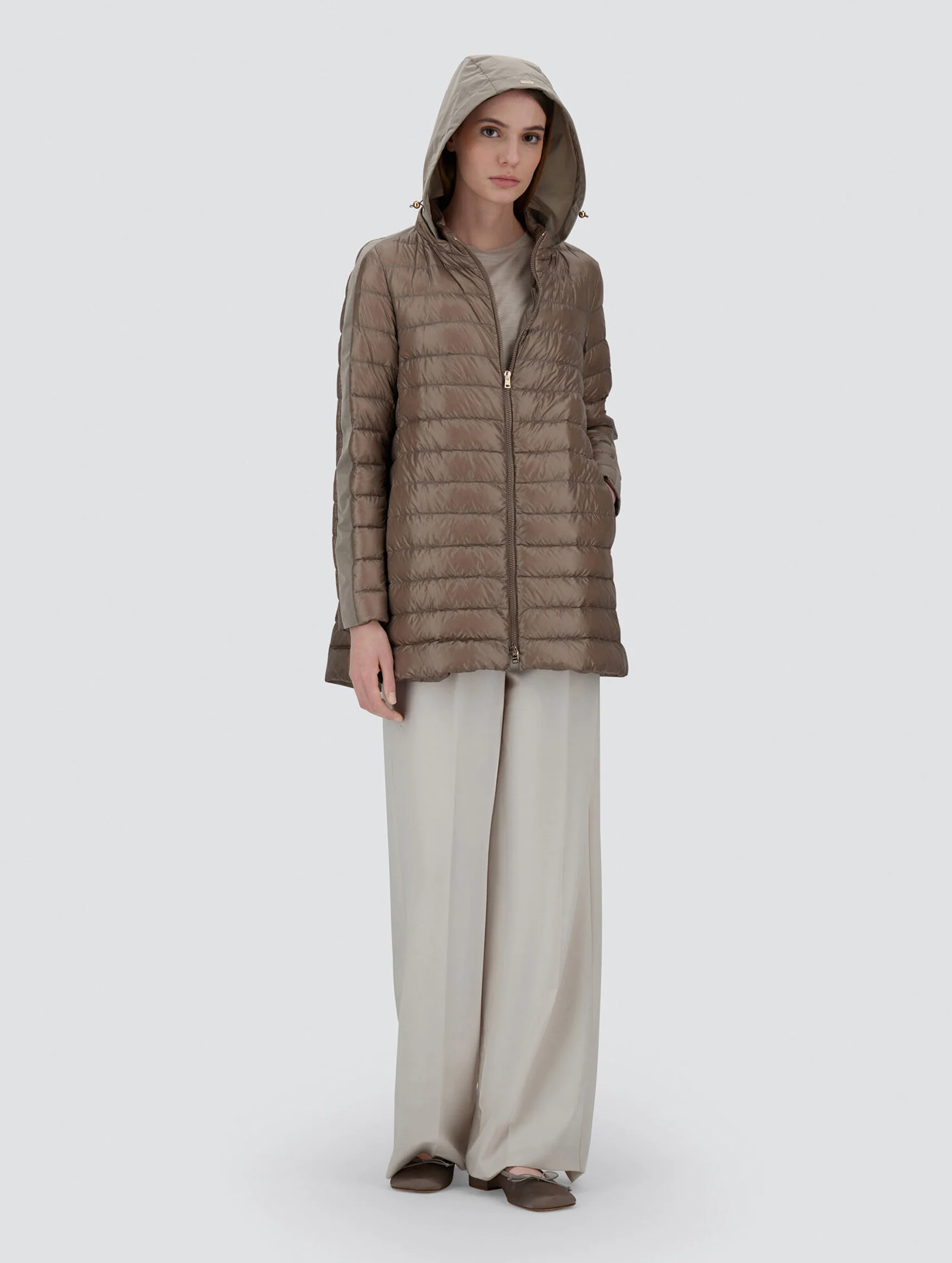 Ultralight Nylon and Techno Taffeta Jacket in Dove Grey - Image 2