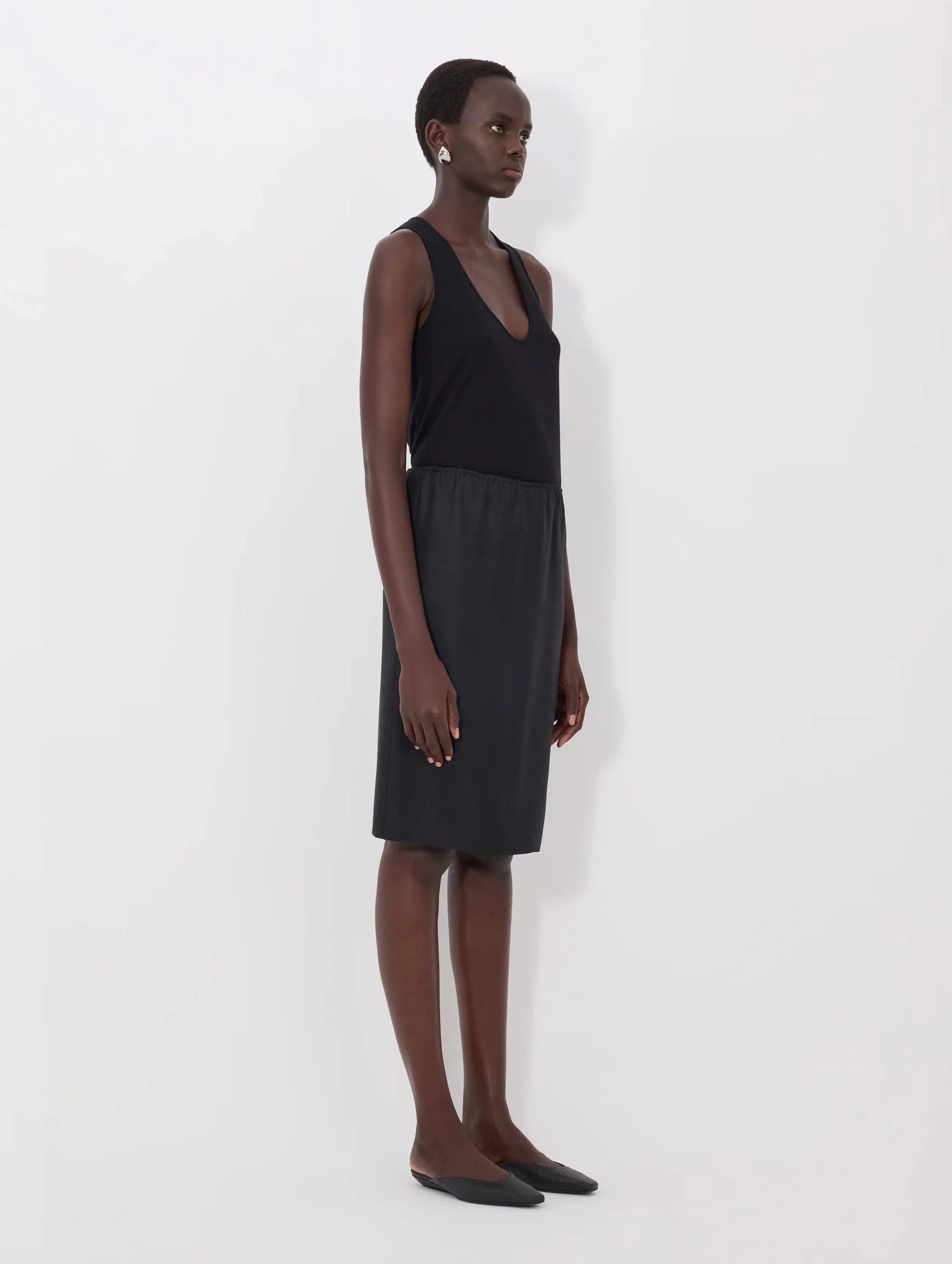 Vasali Silk twill Skirt in Black - Image 3