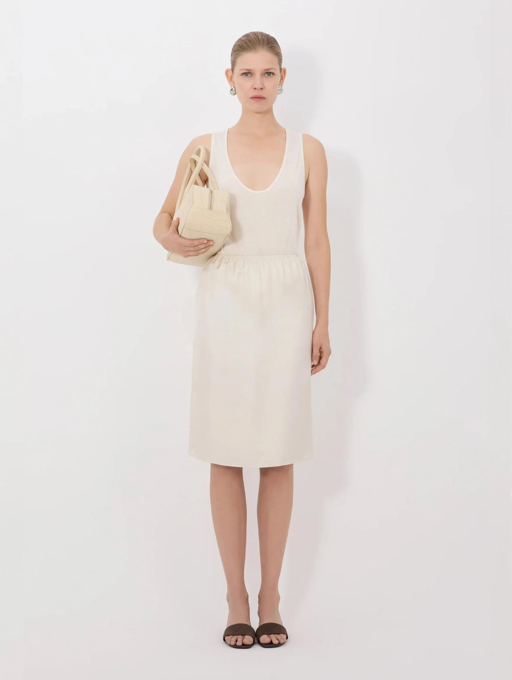 Vasali Silk twill Skirt in Ivory - Image 2