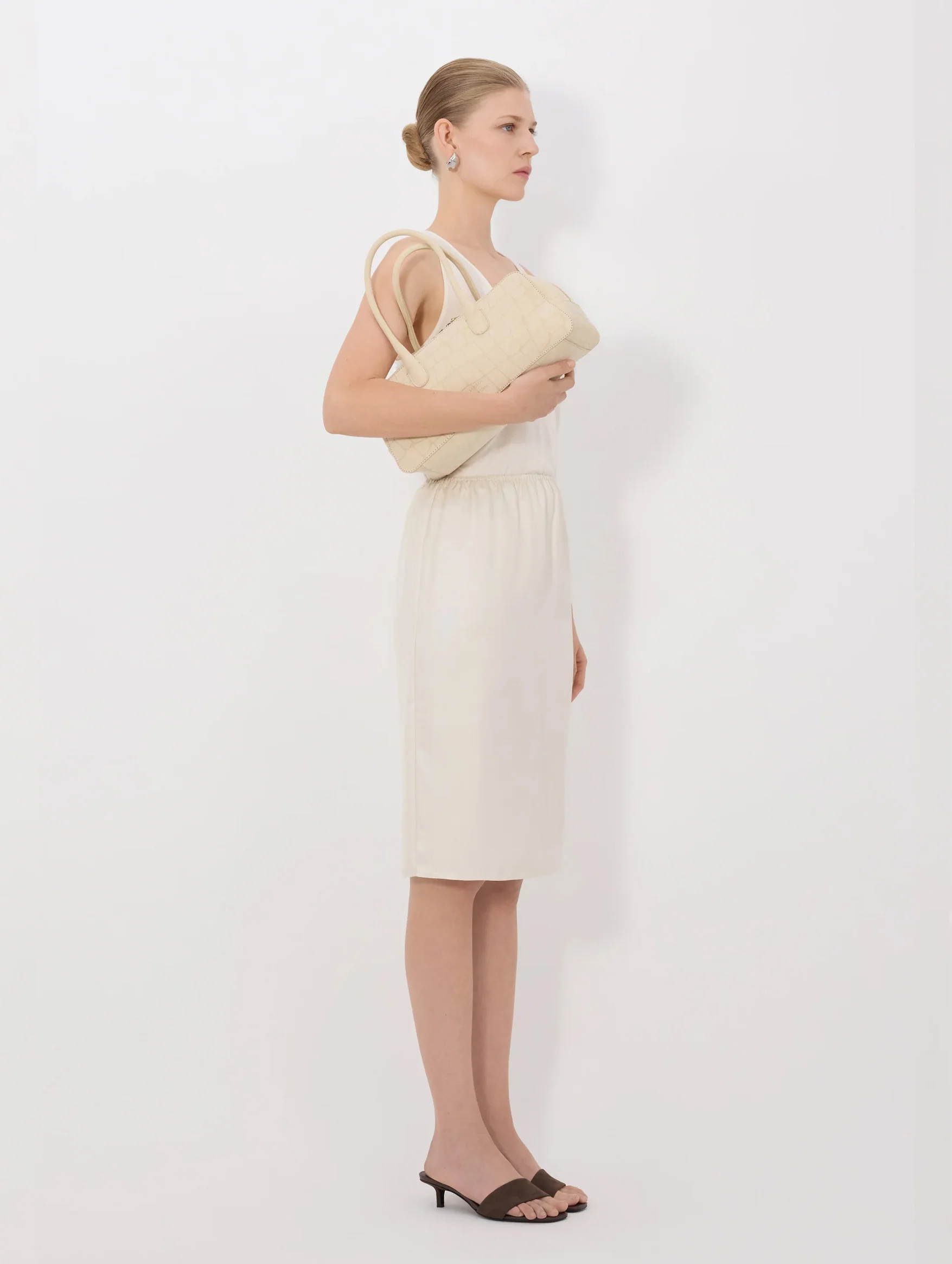 Vasali Silk twill Skirt in Ivory - Image 3