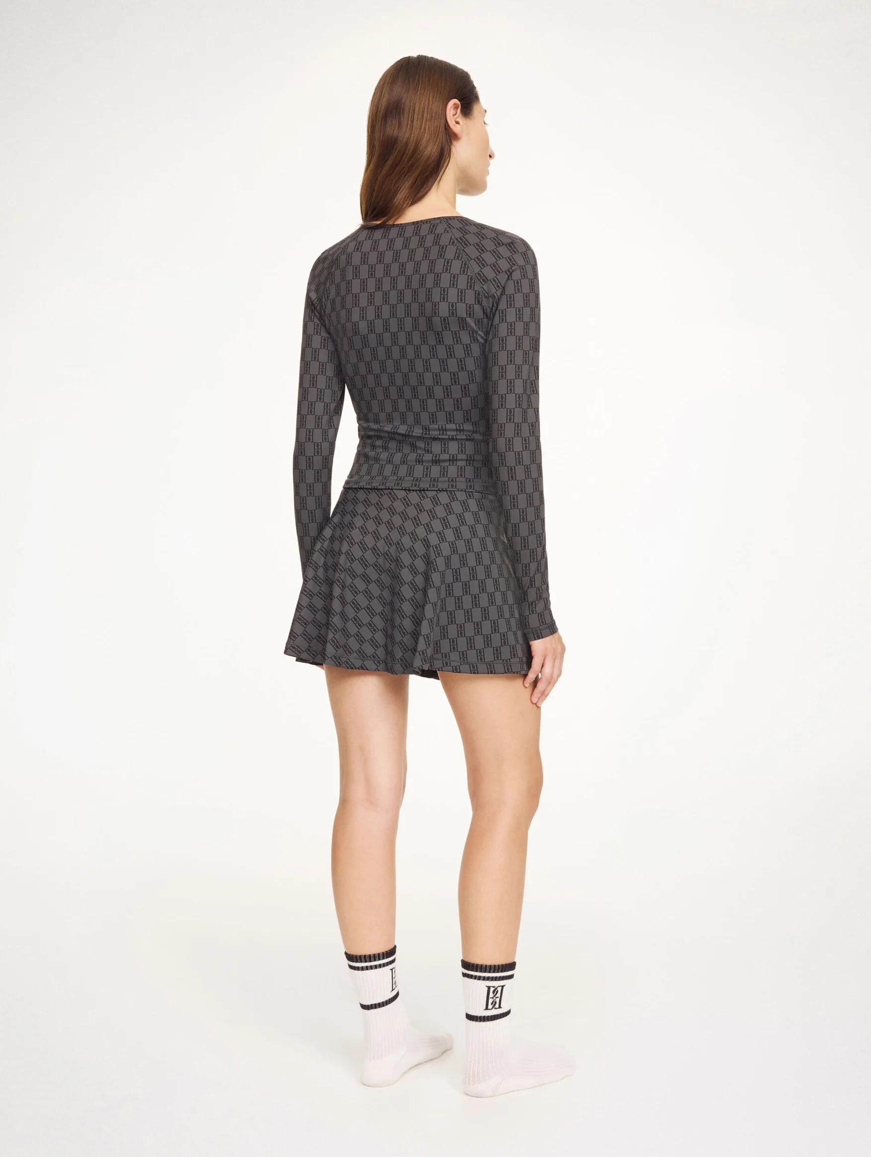 Venazia LS Athletic Top in Monogram Black & Grey - Image 4