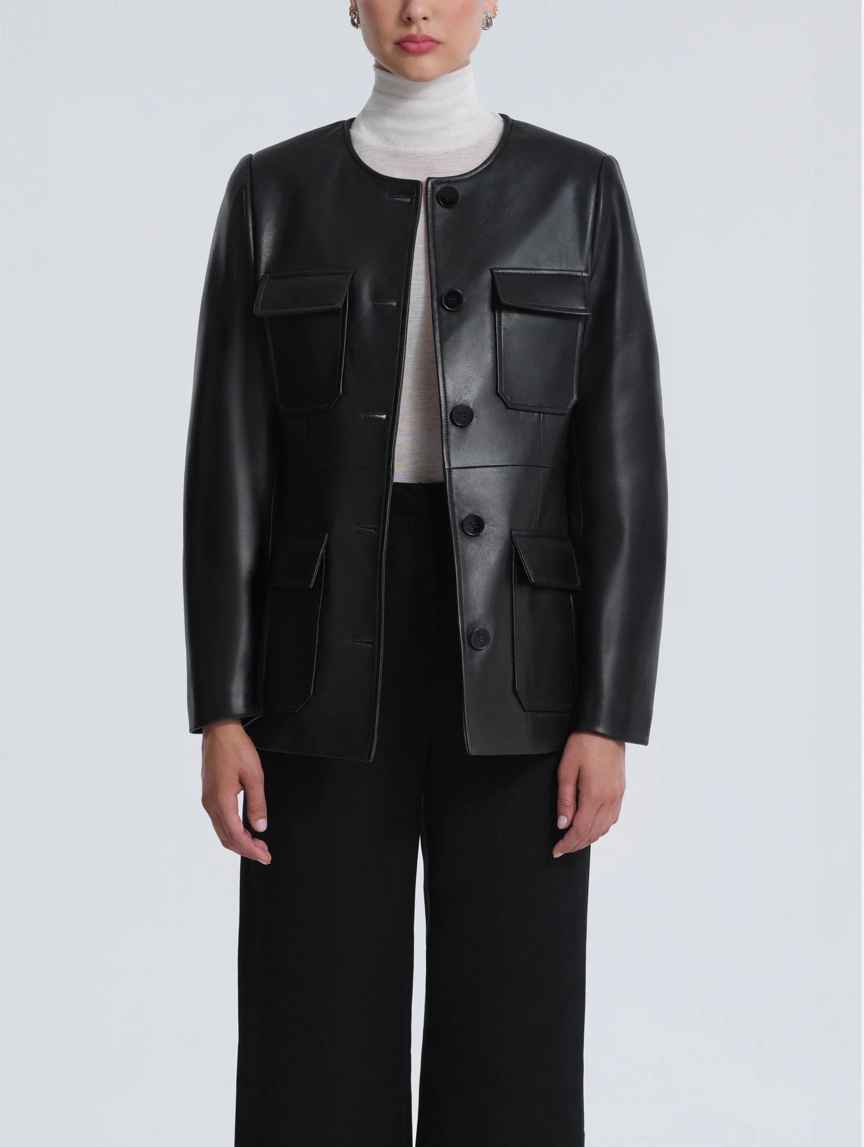 Vernes Leather Jacket in Black - Image 3