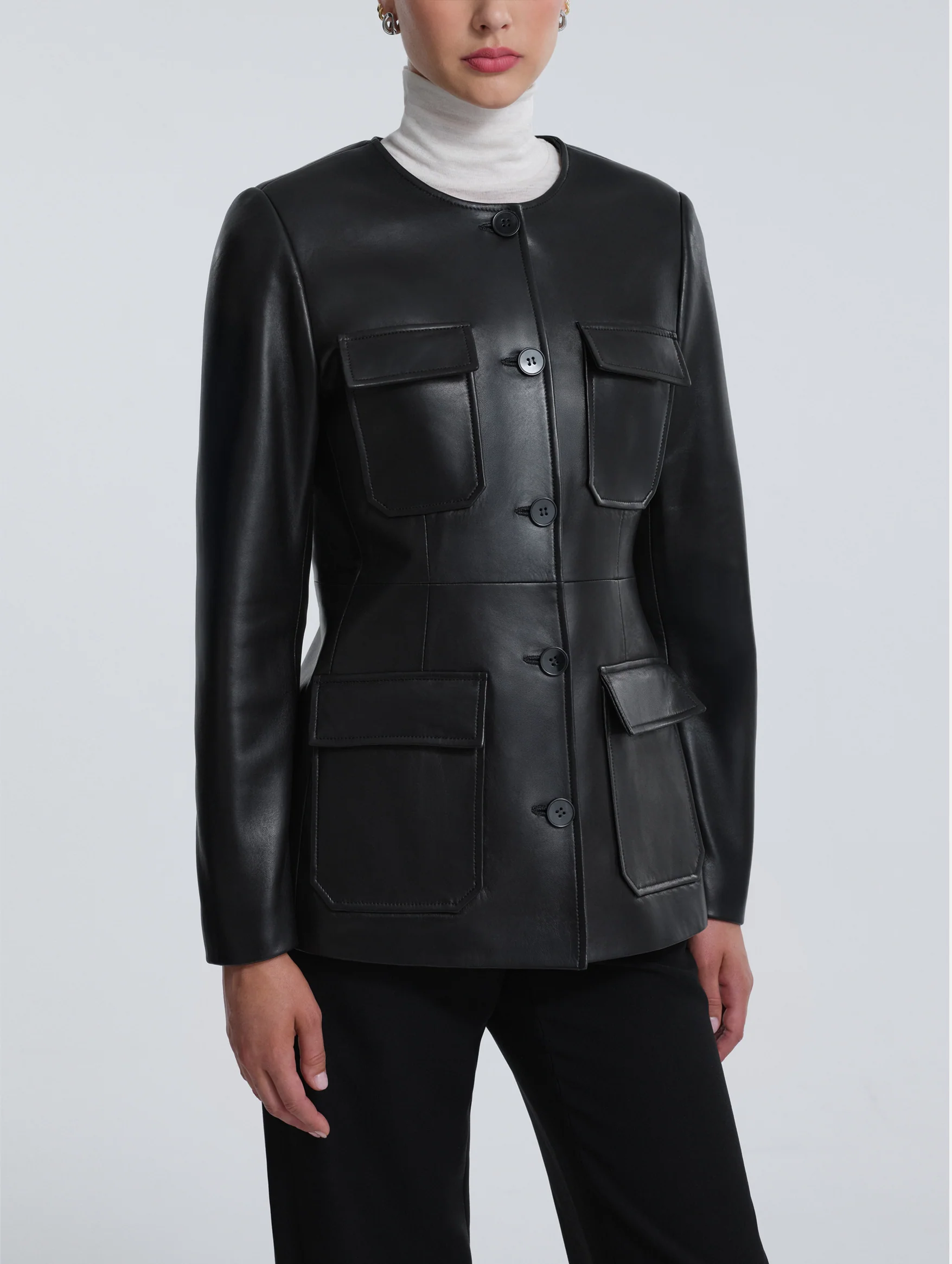 Vernes Leather Jacket in Black - Image 5