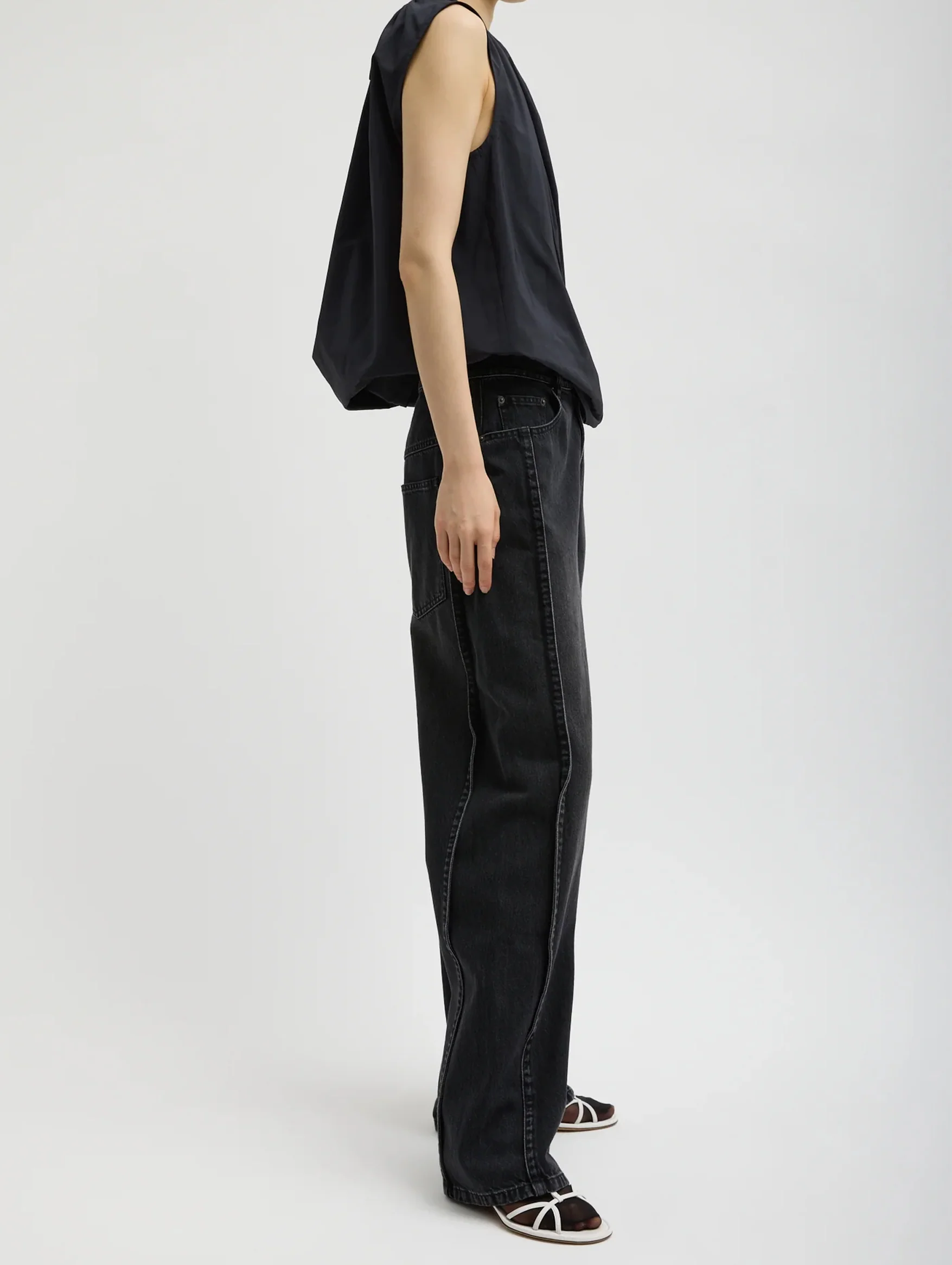 Vintage Black Denim Tuck Jean - Regular - Image 2