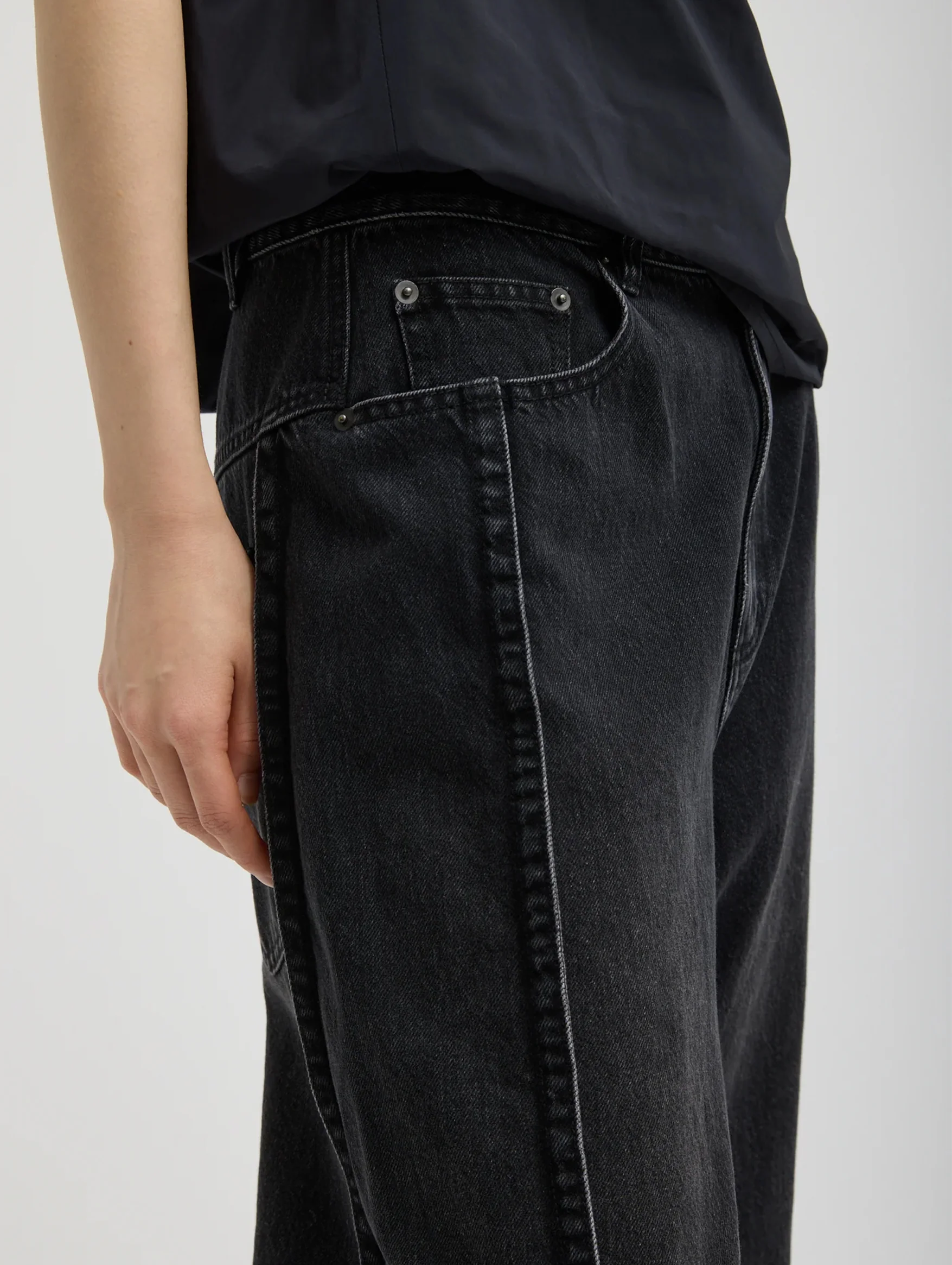 Vintage Black Denim Tuck Jean - Regular - Image 5