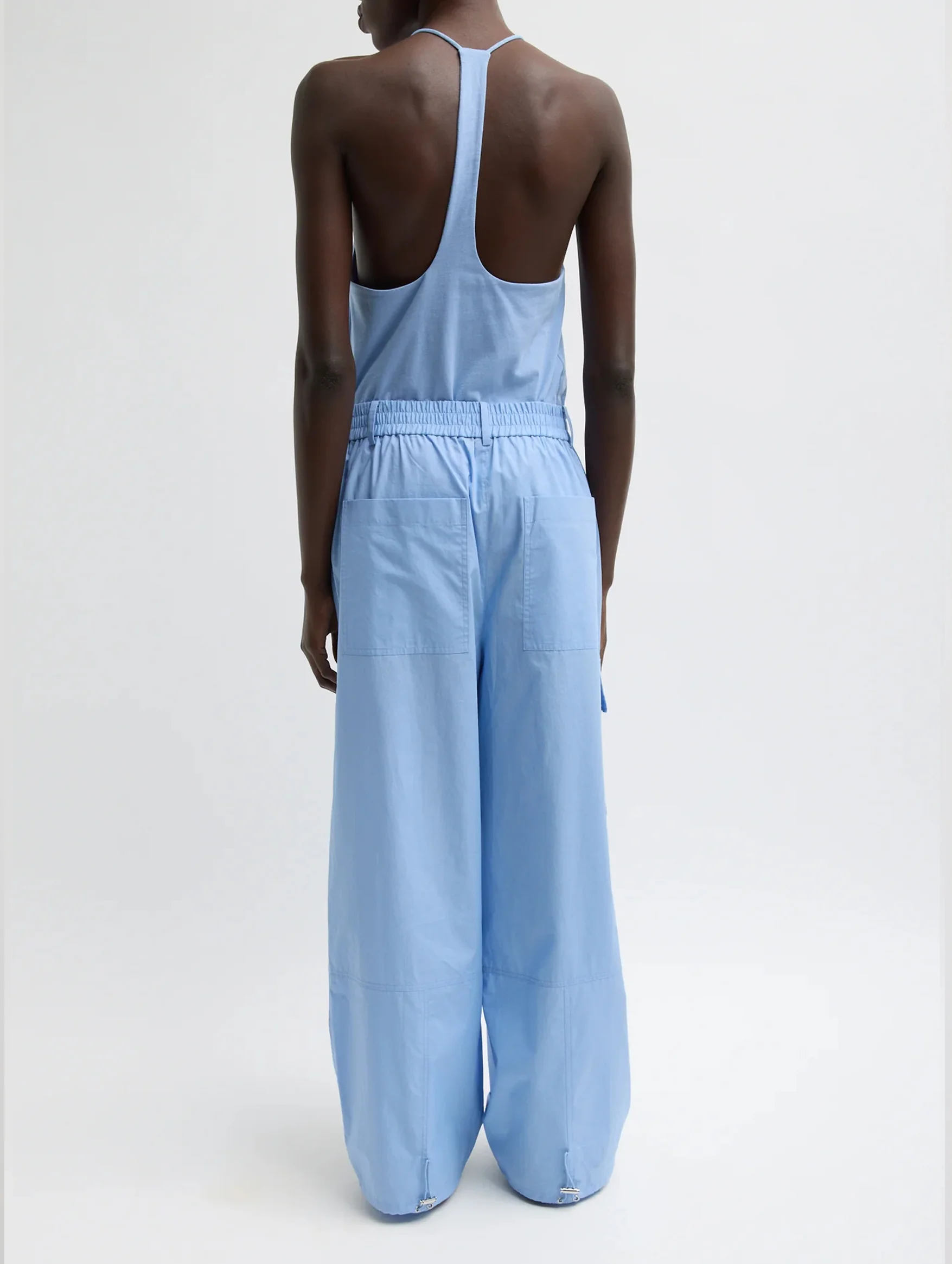 Vintage Cotton Wide Leg Cargo Pant in Blue - Image 3