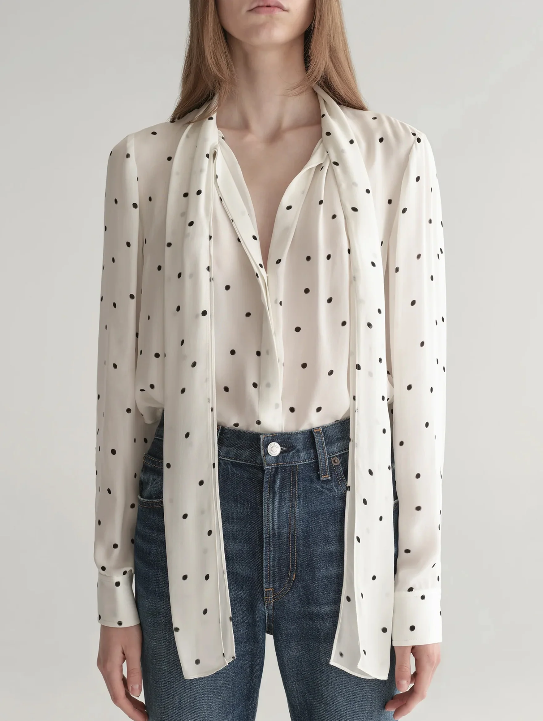 Viv Polka Dot Silk Top in Cream and Black - Image 3