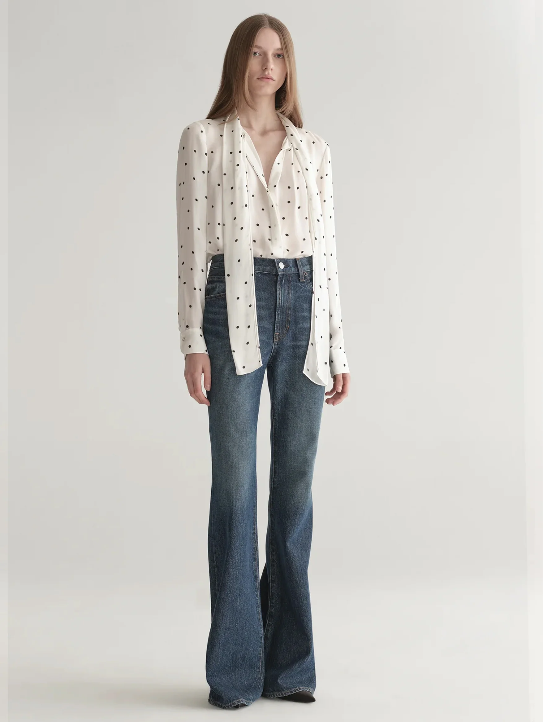 Viv Polka Dot Silk Top in Cream and Black - Image 4