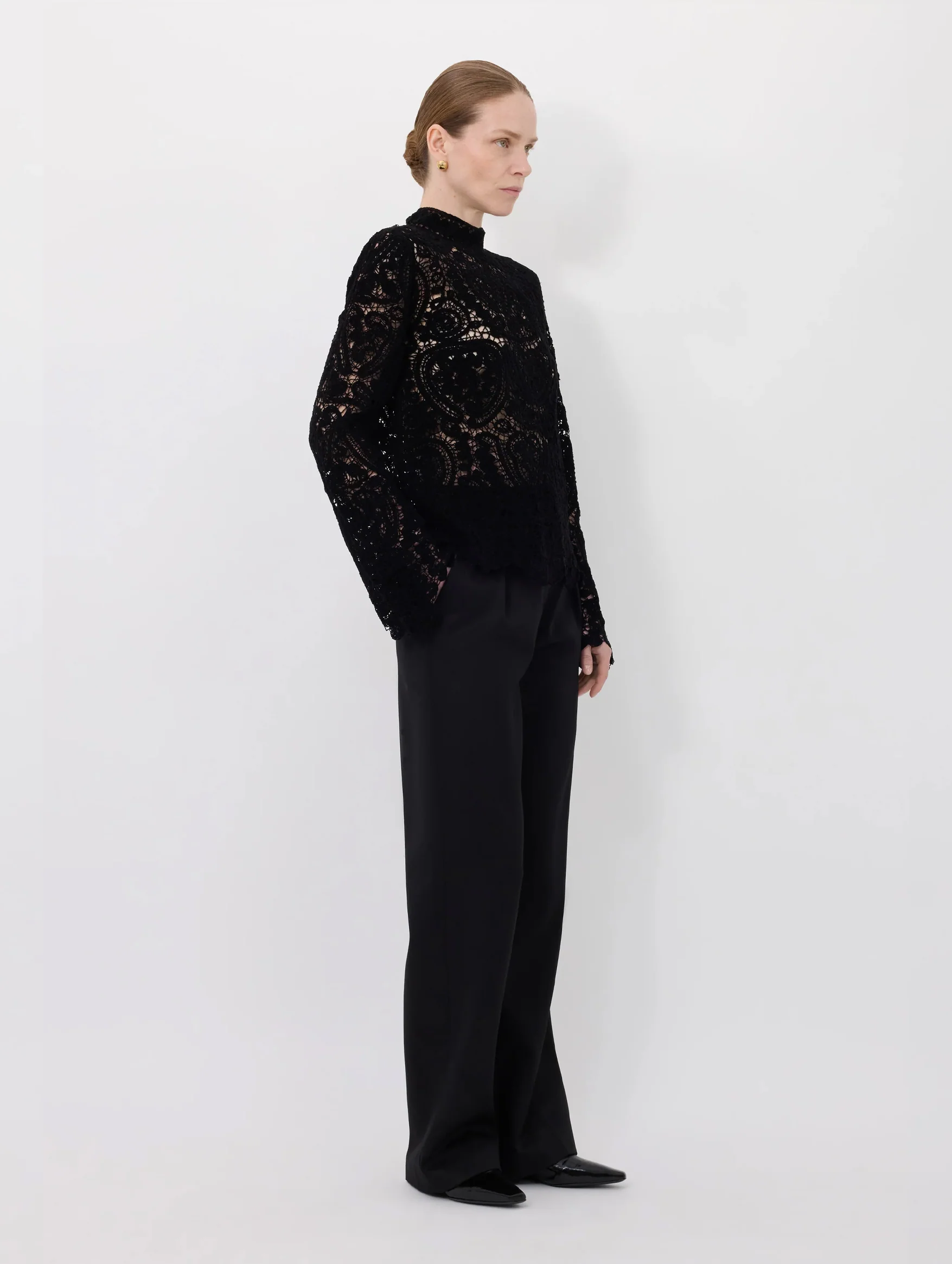 Wade Velvet Silk Knit Top in Black - Image 3