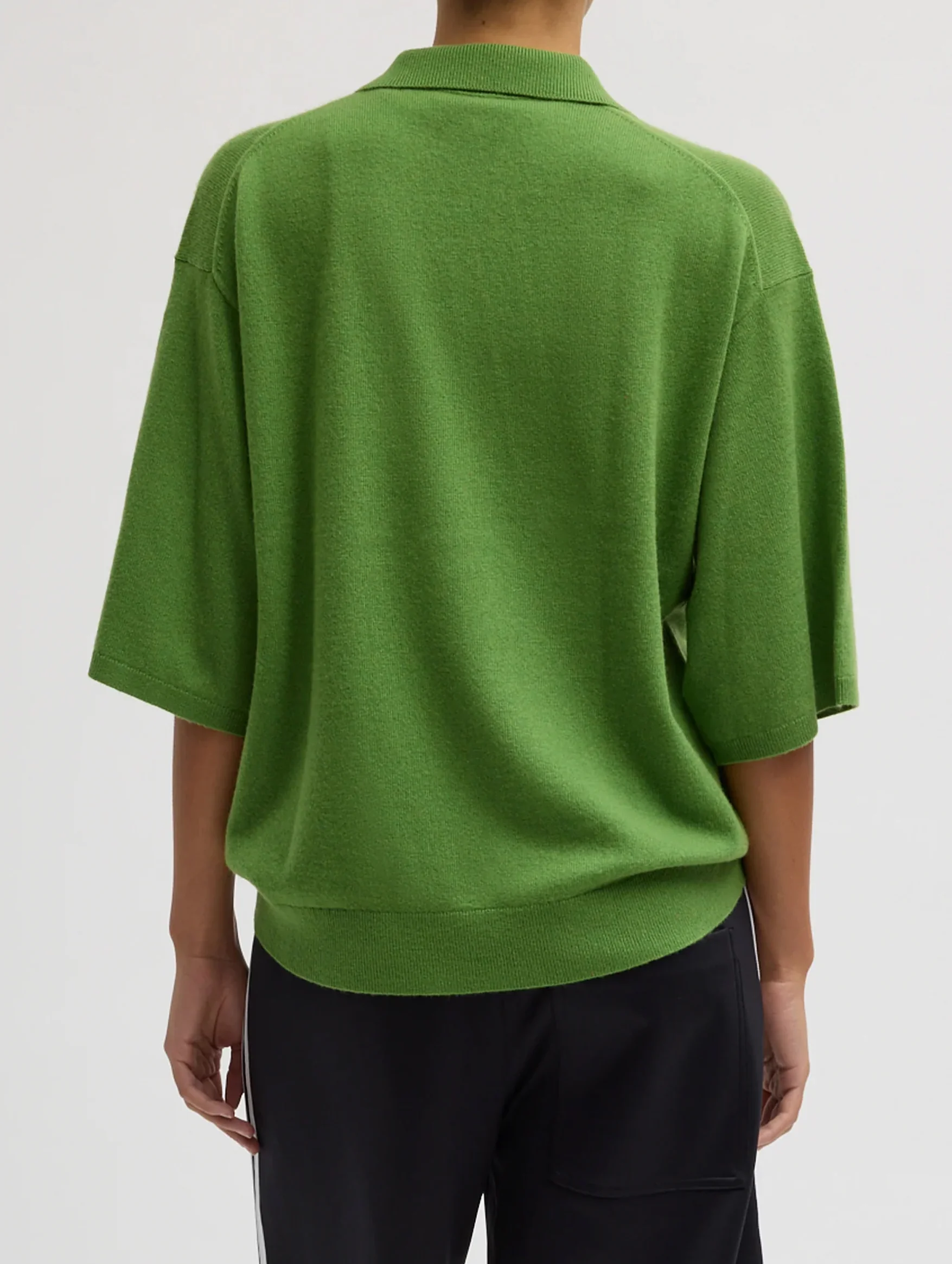 Washable Cashmere Oversized Easy Polo in Avocado - Image 3