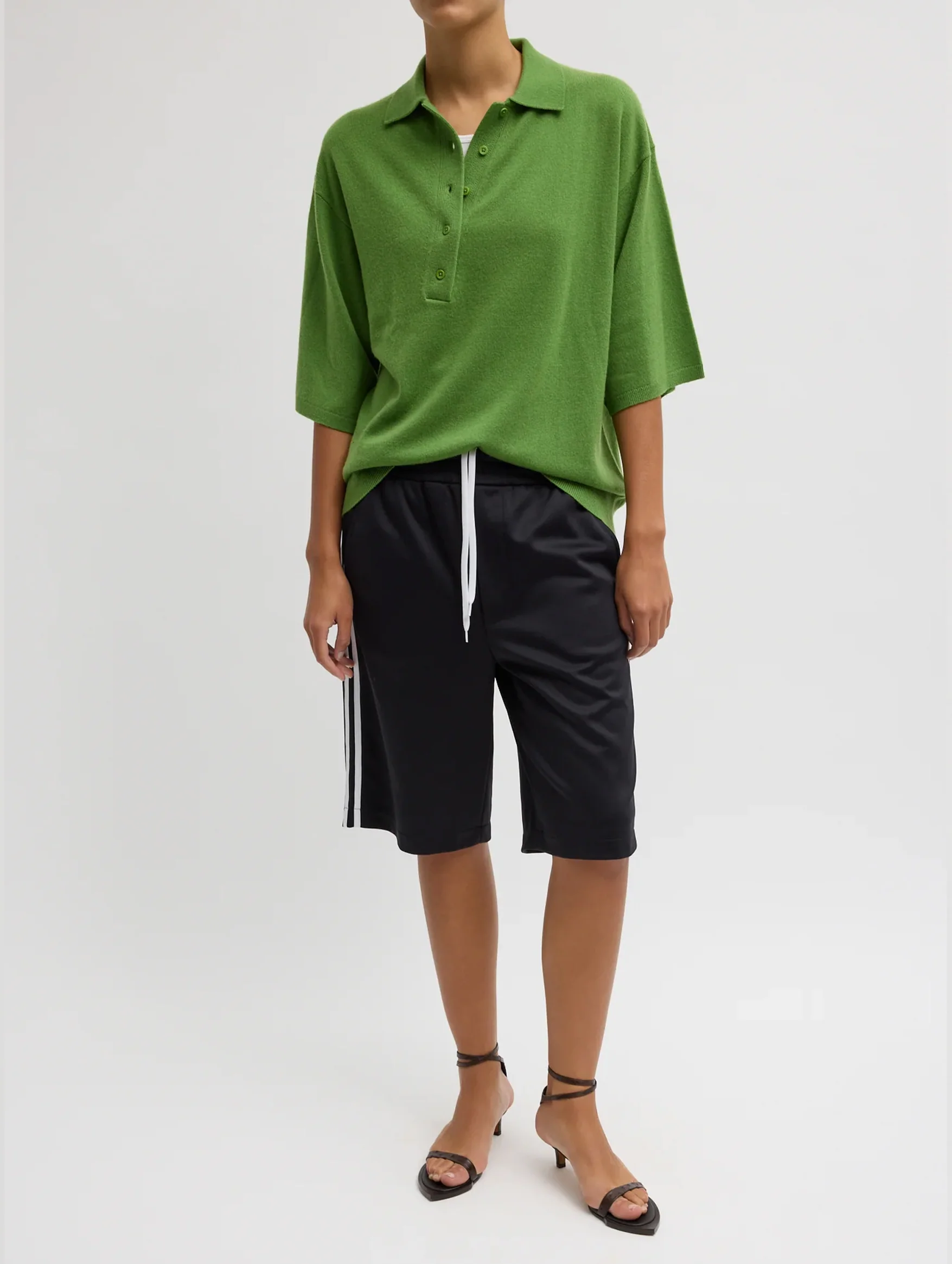 Washable Cashmere Oversized Easy Polo in Avocado - Image 4