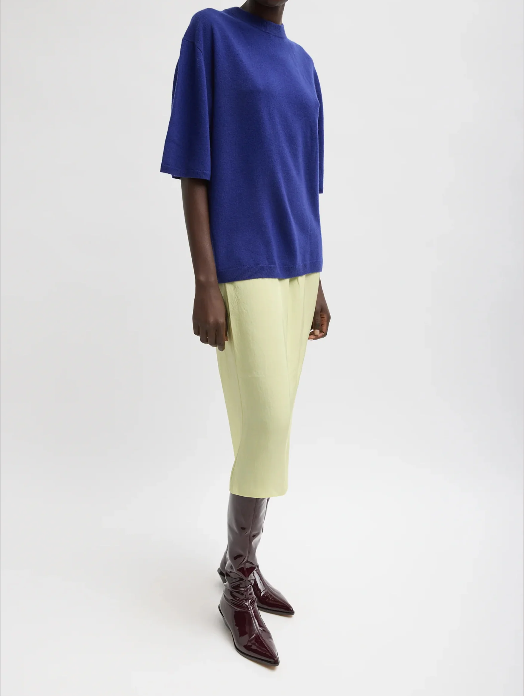 Washable Cashmere Oversized Easy Tee in Ink Blue - Image 3