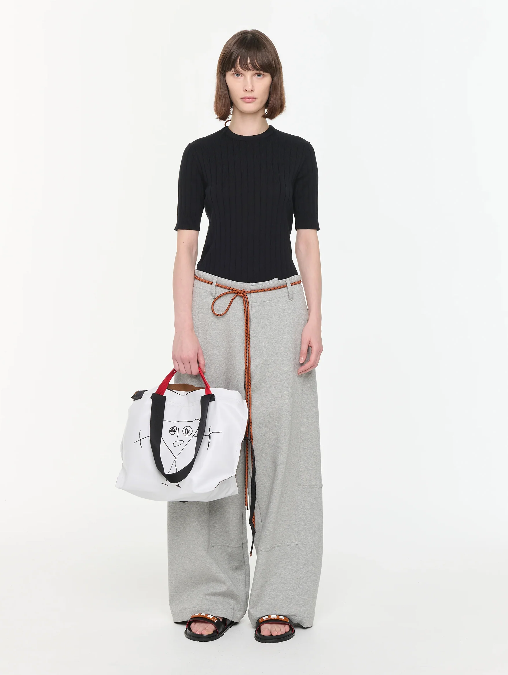 Wide Leg Pants in Granite Grey Melange - Image 2