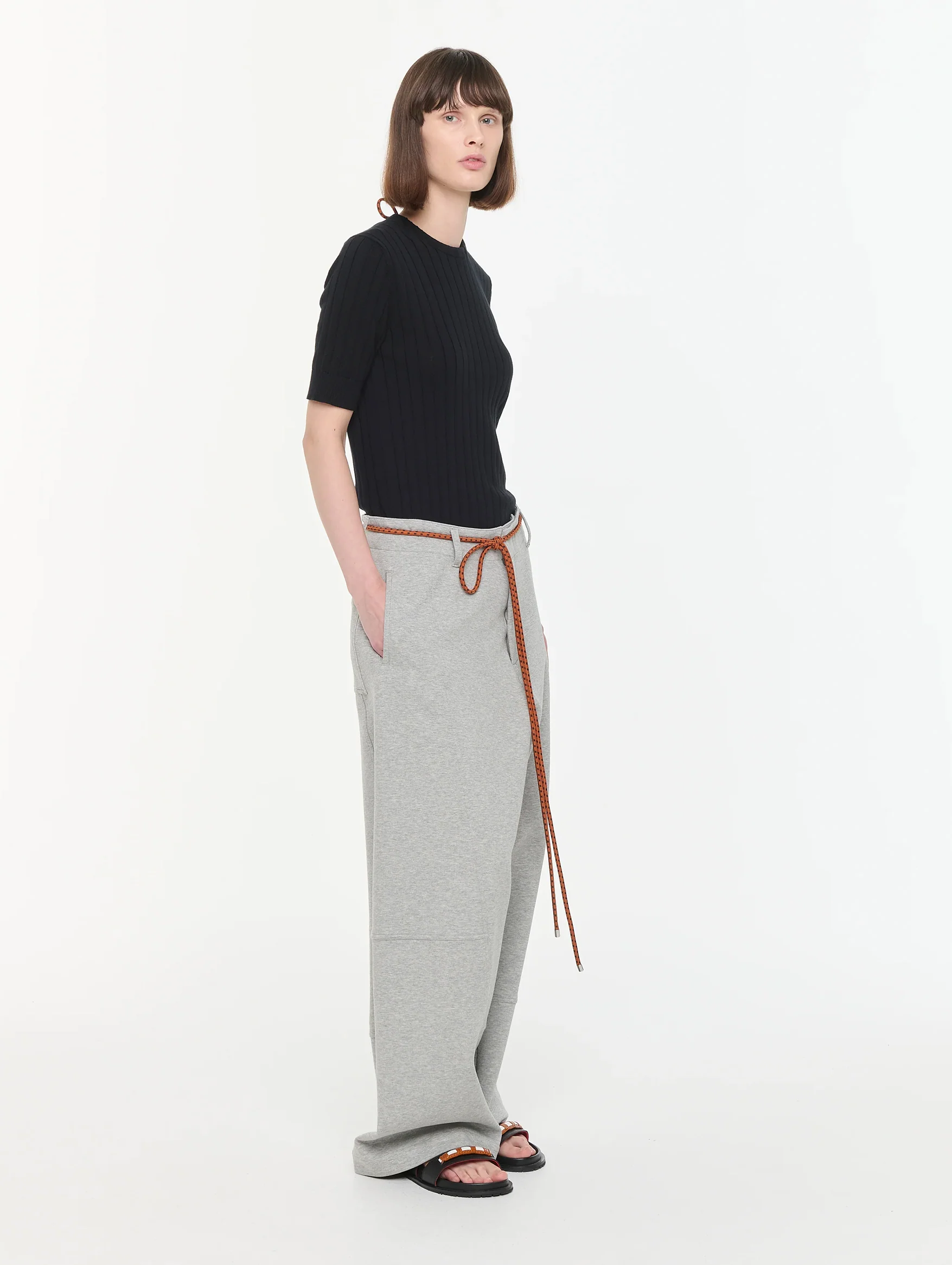 Wide Leg Pants in Granite Grey Melange - Image 3