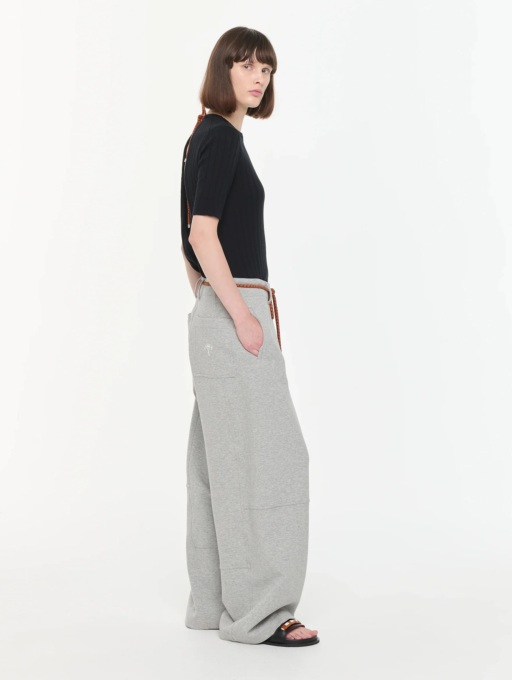 Wide Leg Pants in Granite Grey Melange - Image 4