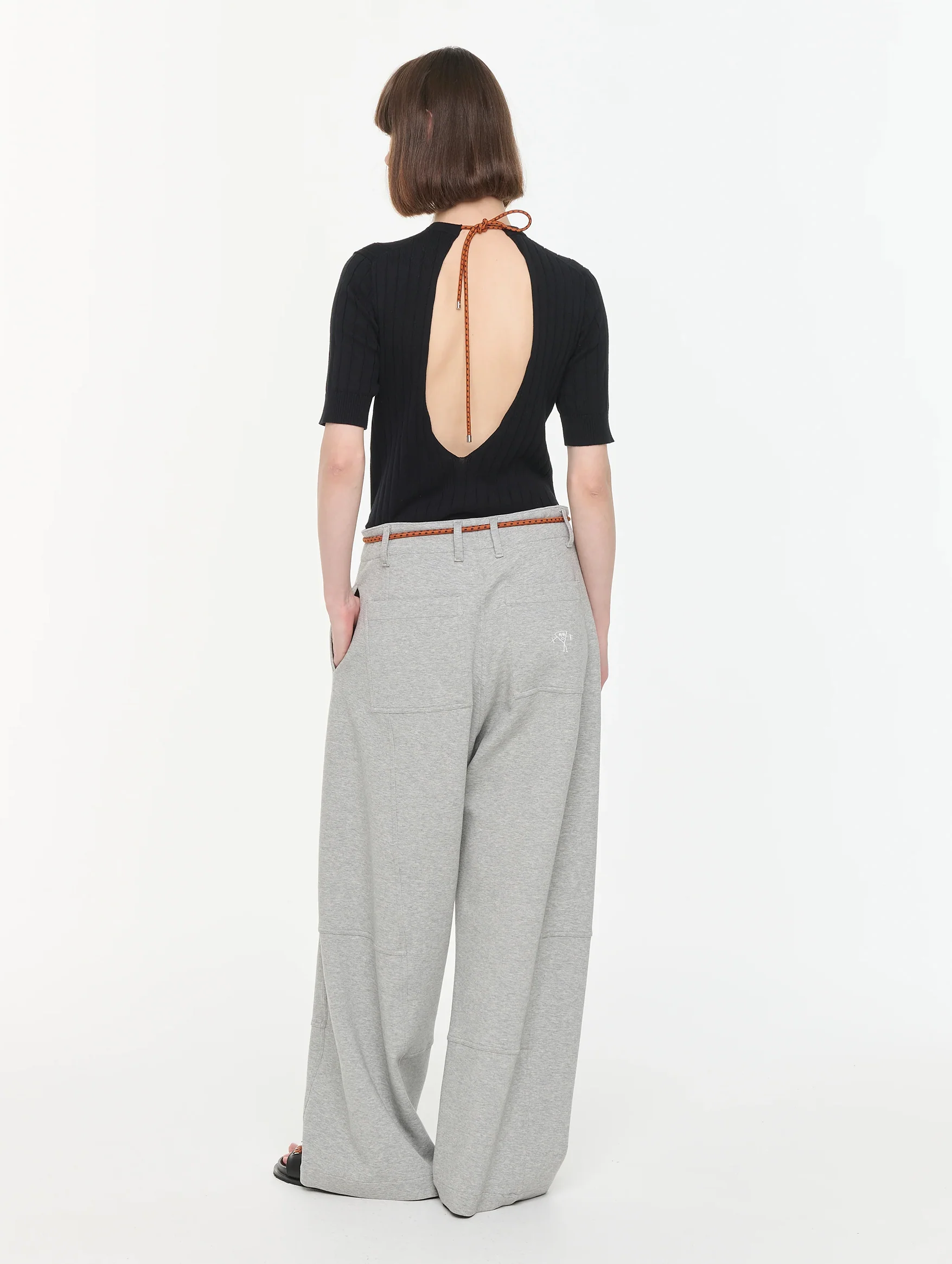 Wide Leg Pants in Granite Grey Melange - Image 5