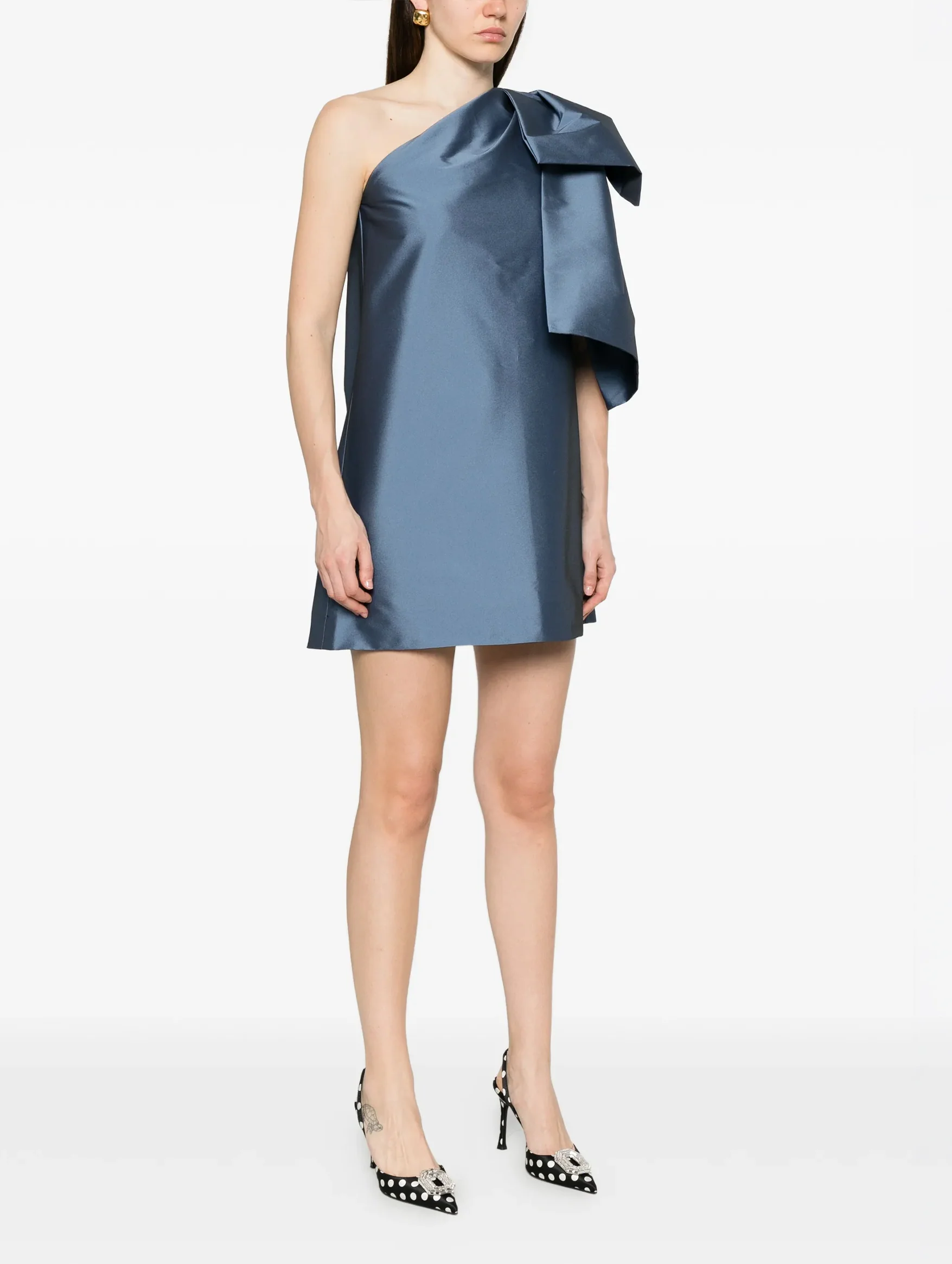 Winnette Short Dress in Mid Blue - Image 3