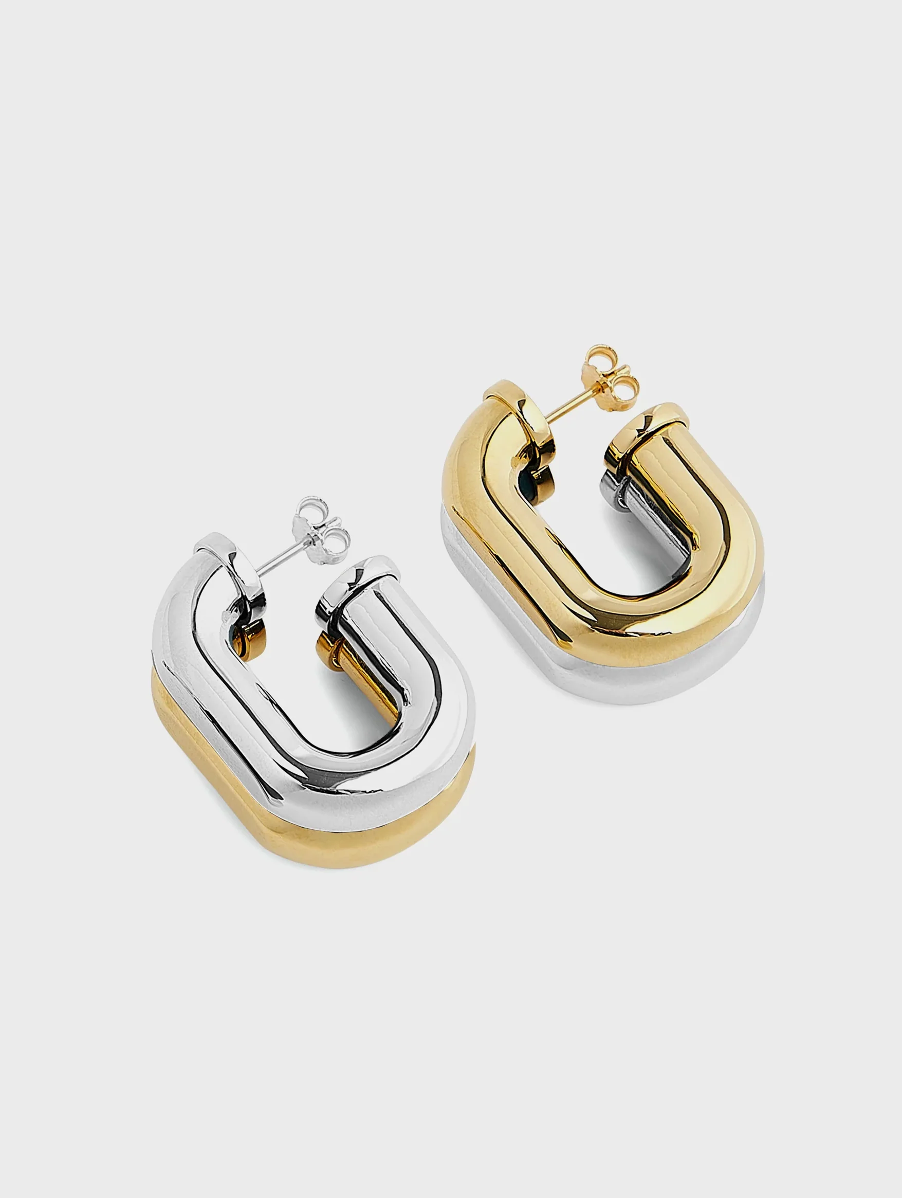 XL Link Earrings in Gold and Silver - Image 4